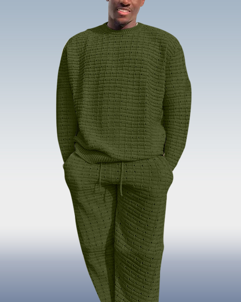 Conjunto de dos piezas Suitmens Dark green casual tejido para hombre