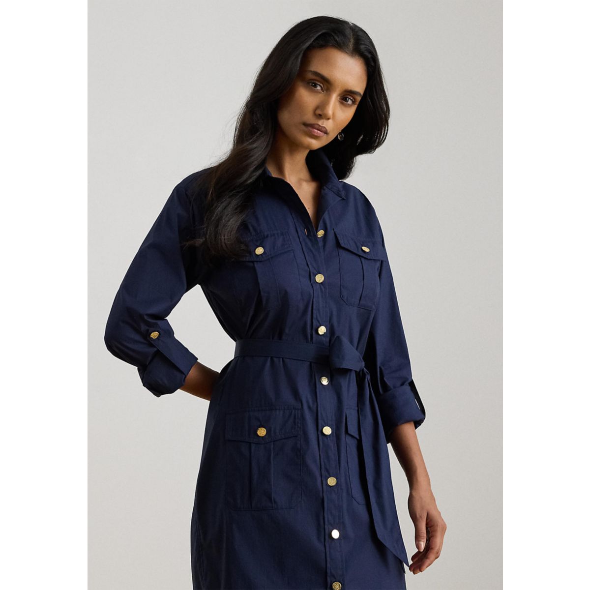 Roll-Tab-Sleeve Shirtdress - 4