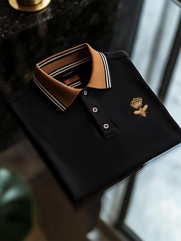 Camisa polo Check ejecutivo casual de manga corta para hombre