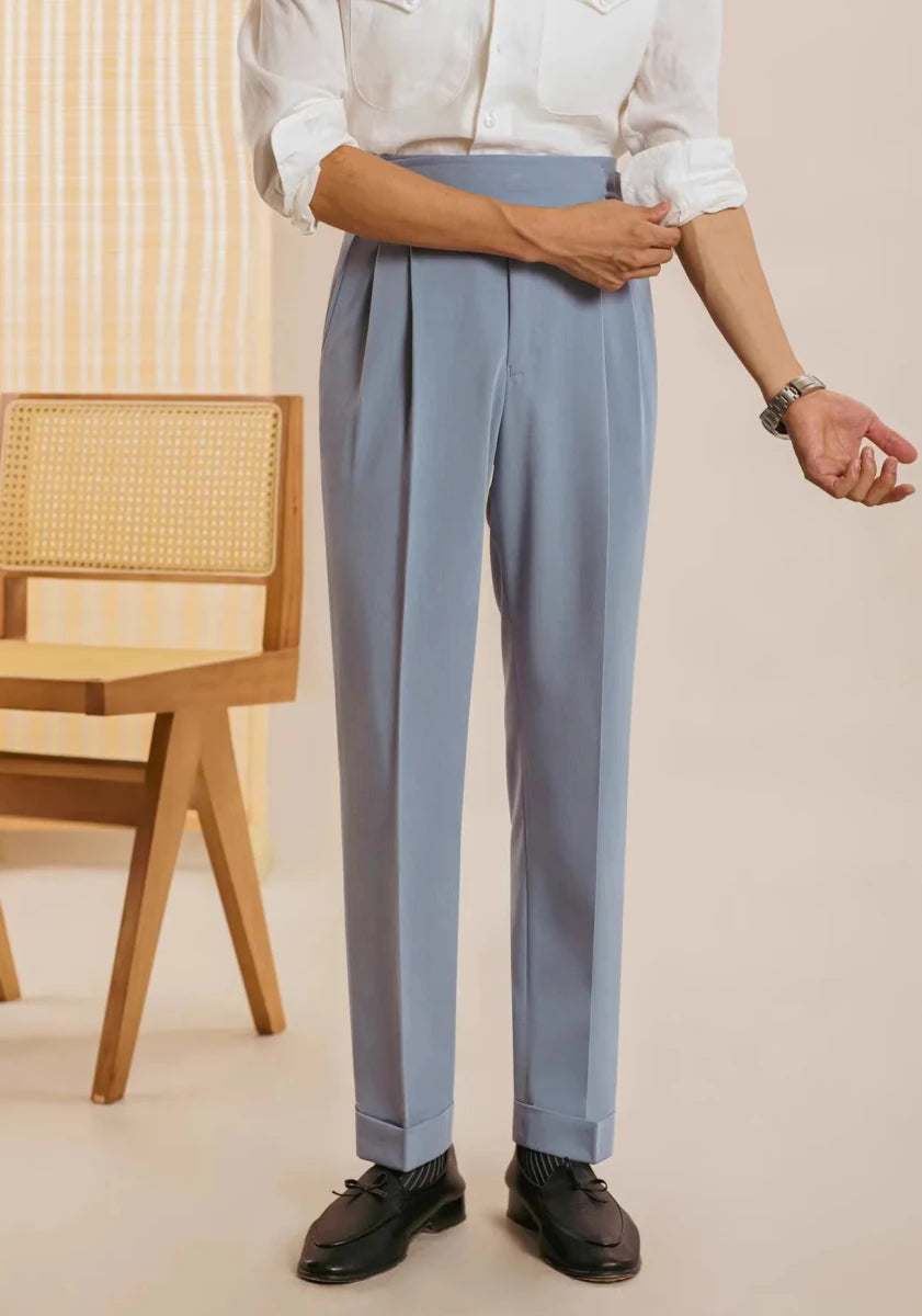 Pantalón casual con botones straight fit elegant