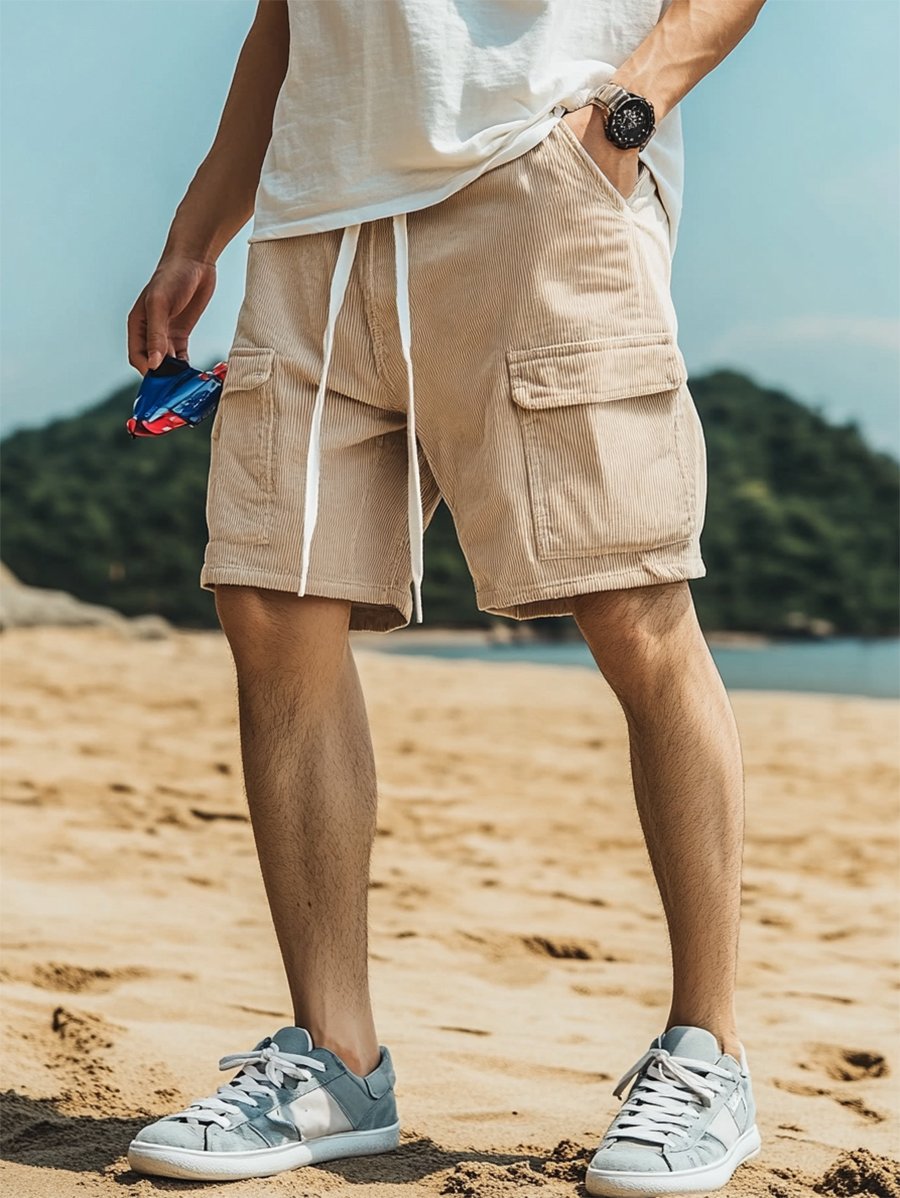 Shorts retro casual Holiday pana para hombre