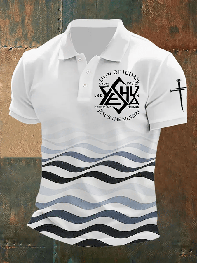 Camisa polo Faith Cross estampado casual para hombre