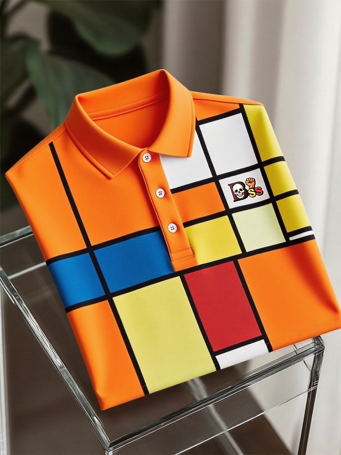 Camisa polo ejecutivo casual Artistic Button de manga corta para hombre