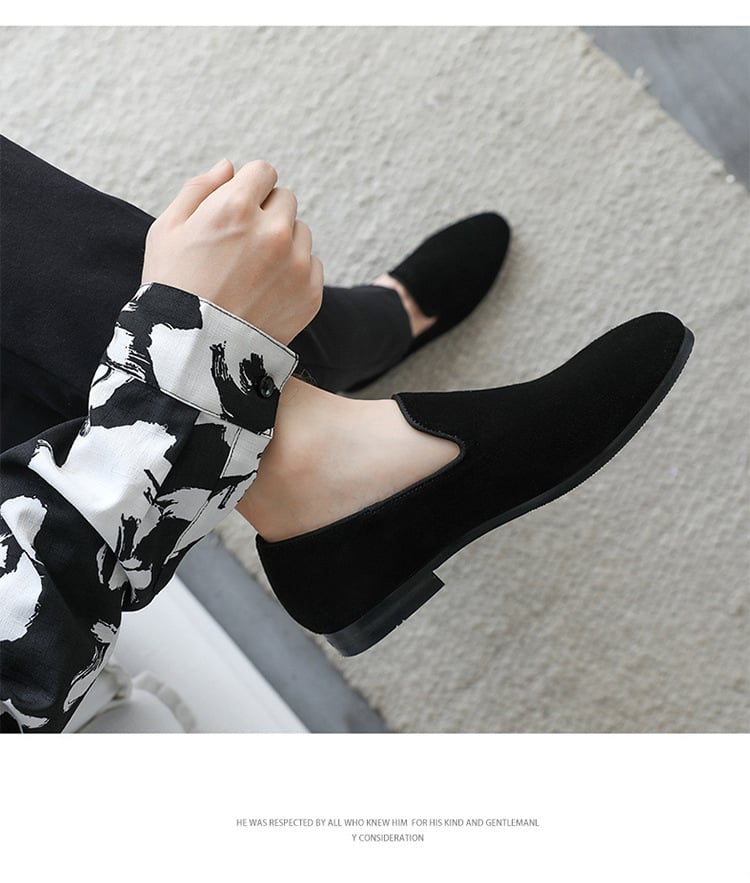 Mocasines gamuza Low-heeled de color sólido Comfortable casual retro Men zapatos