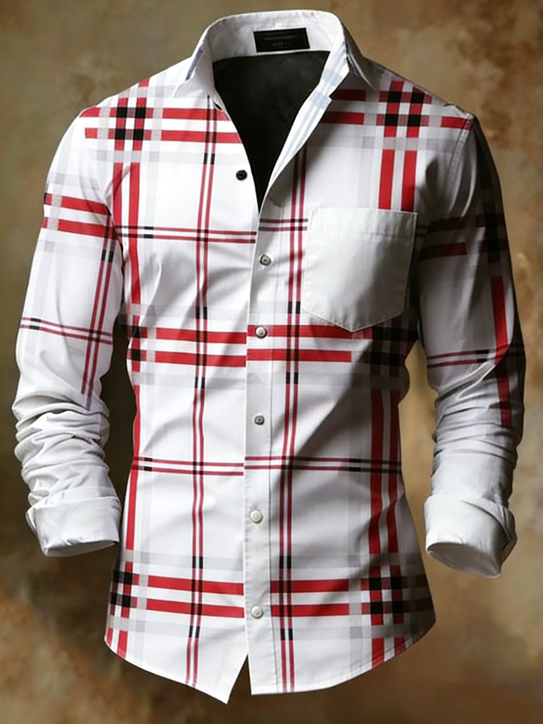 Camisa retro Abstract Art estampado diseño ejecutivo Style para hombre