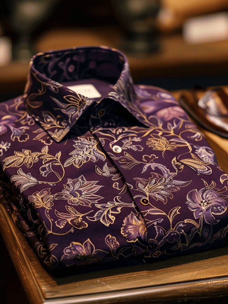 Camisa de lujo vintage de manga larga para hombre