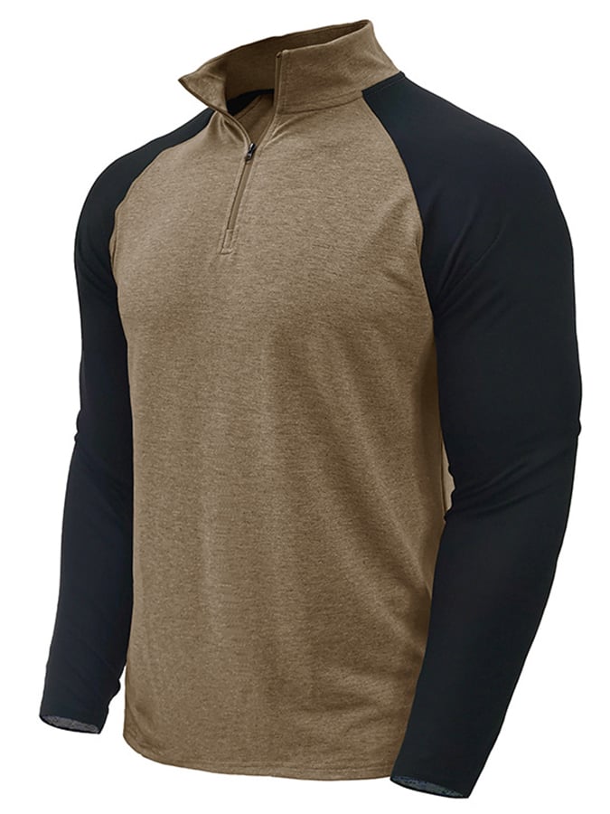 Camisa polo Sports casual Colorblocking de manga larga Half Zip