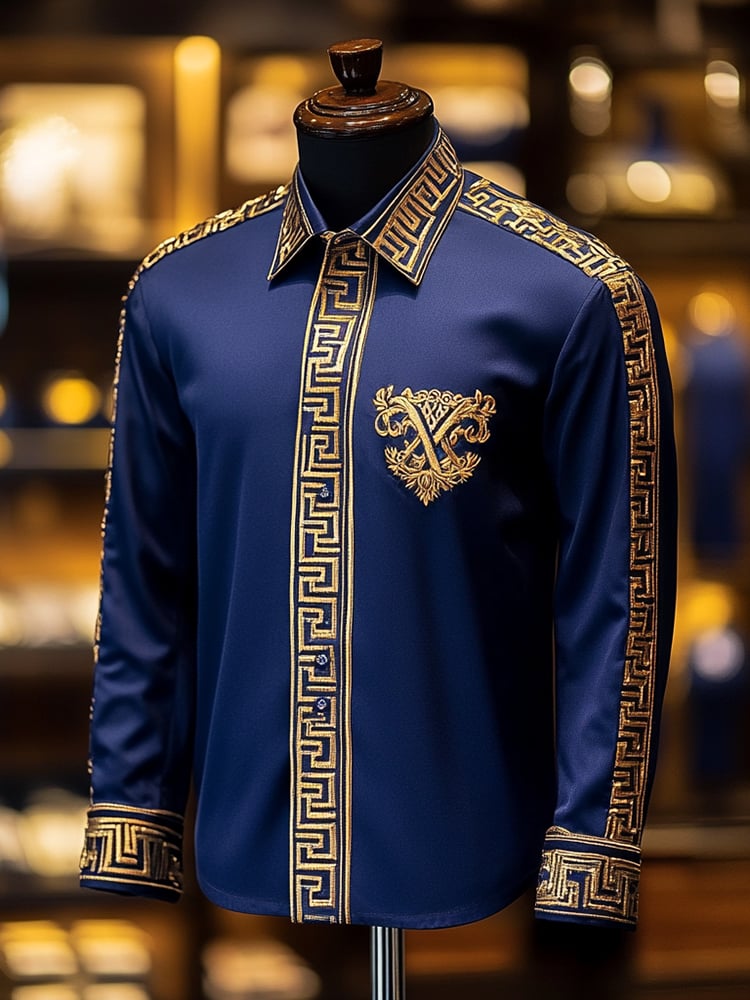 Camisa satén Luxe de manga larga con botones para hombre