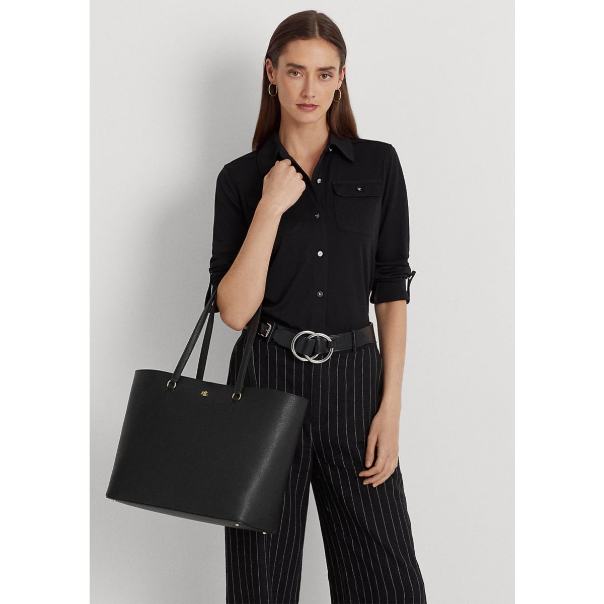 Crosshatch Leather Large Karly Tote Bag - 8