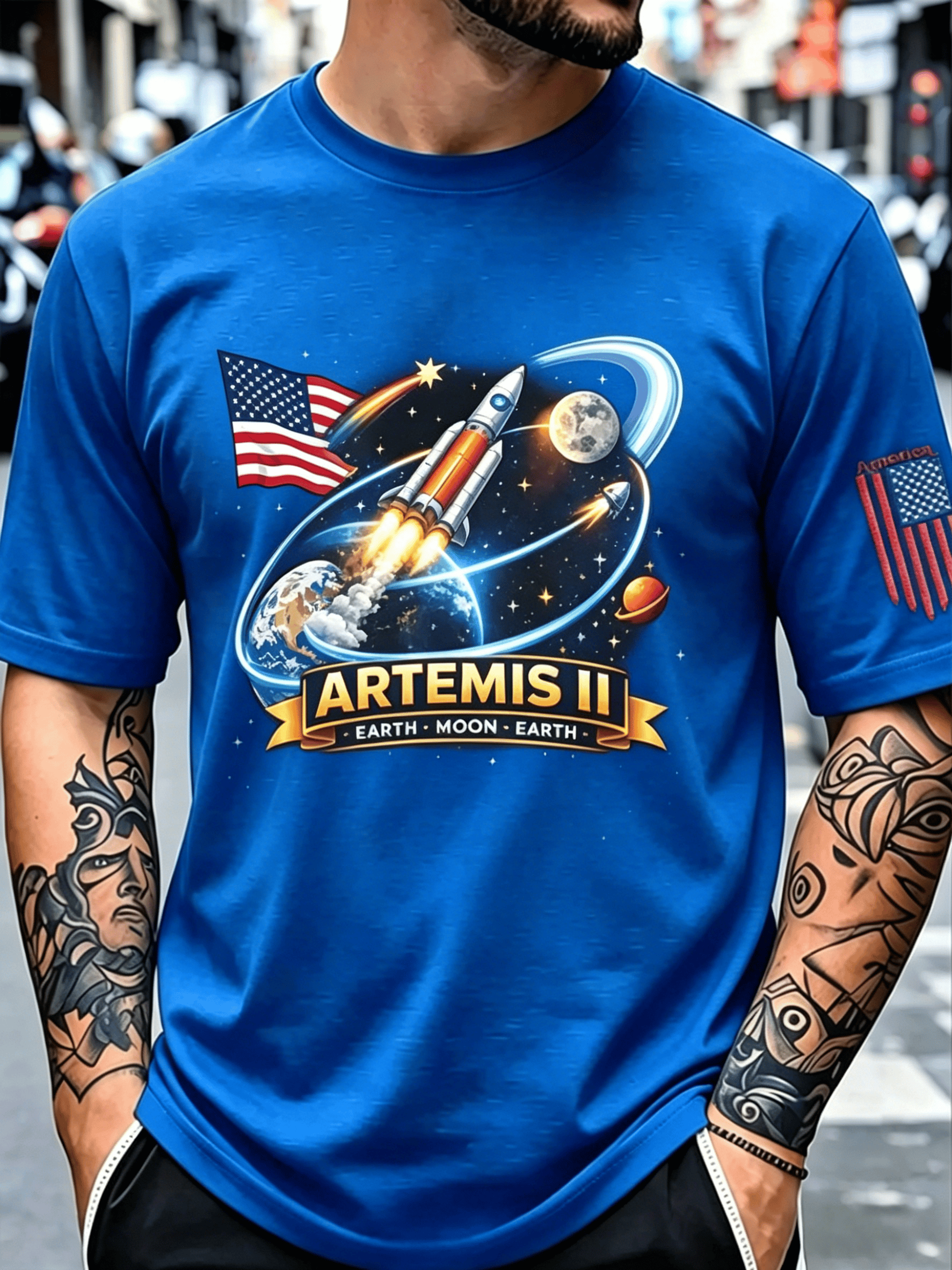 Camiseta Artemis II Moon Mission Themed Trendy for Space Enthusiasts para hombre