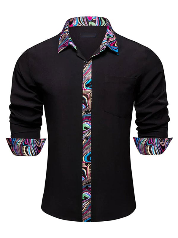 Camisa satén Luxe de manga larga con botones para hombre