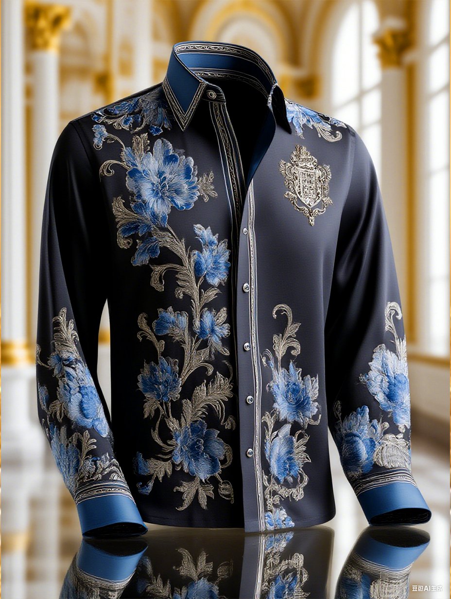 Camisa satén Luxe de manga larga con botones para hombre
