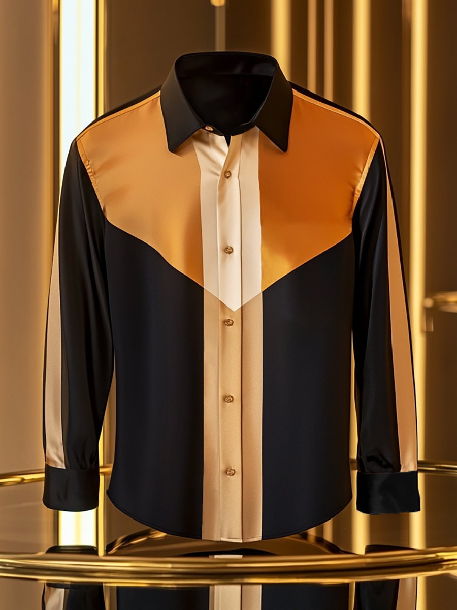 Camisa satén de lujo ejecutivo de manga larga para hombre