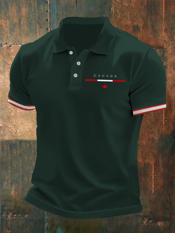 Camisa polo Canadian Flag estampado para hombre