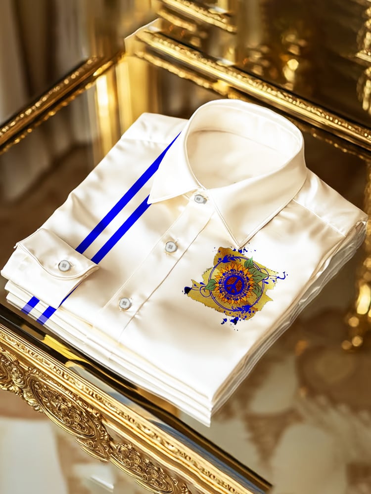 Camisa Ukrainian Sunflower de manga larga para hombre