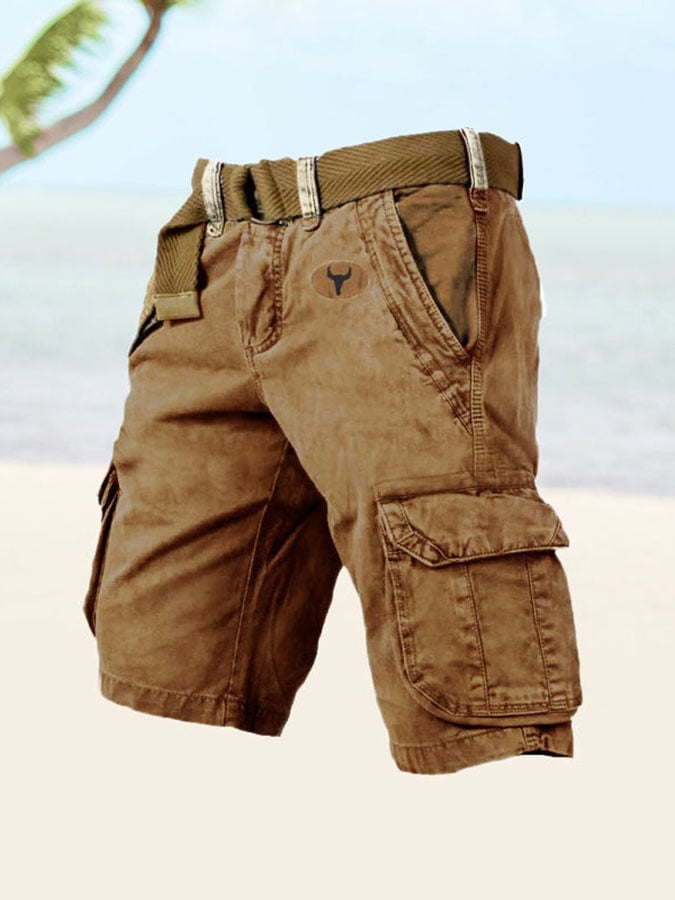 para hombre vintage Multi-Pocket estampado Cargo shorts