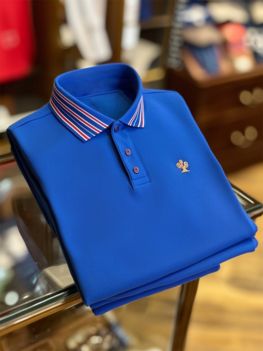 Camisa polo ejecutivo casual a rayas Button de manga corta para hombre