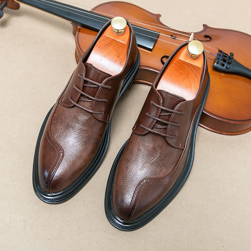 Zapatos Mens a cuadros casual de moda Patchpara trabajo Lace-Up cuero