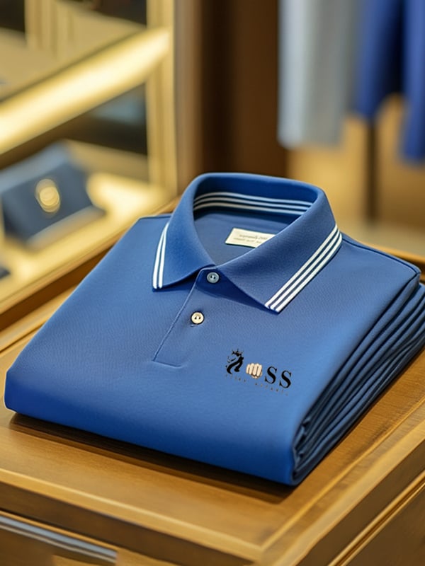 Camisa polo ejecutivo Logo estampado solapa para hombre
