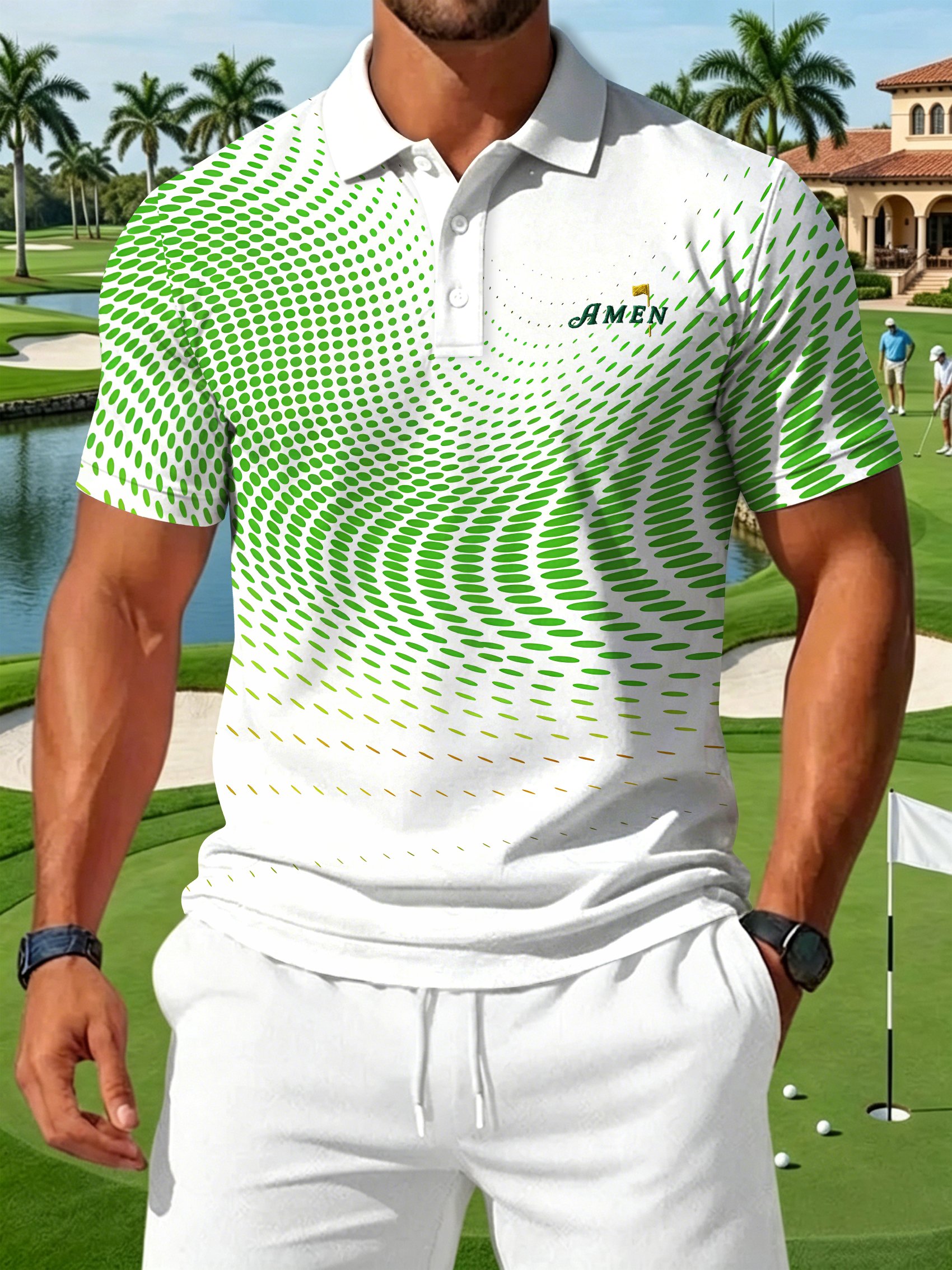 Golf estampado casual Polo para hombre
