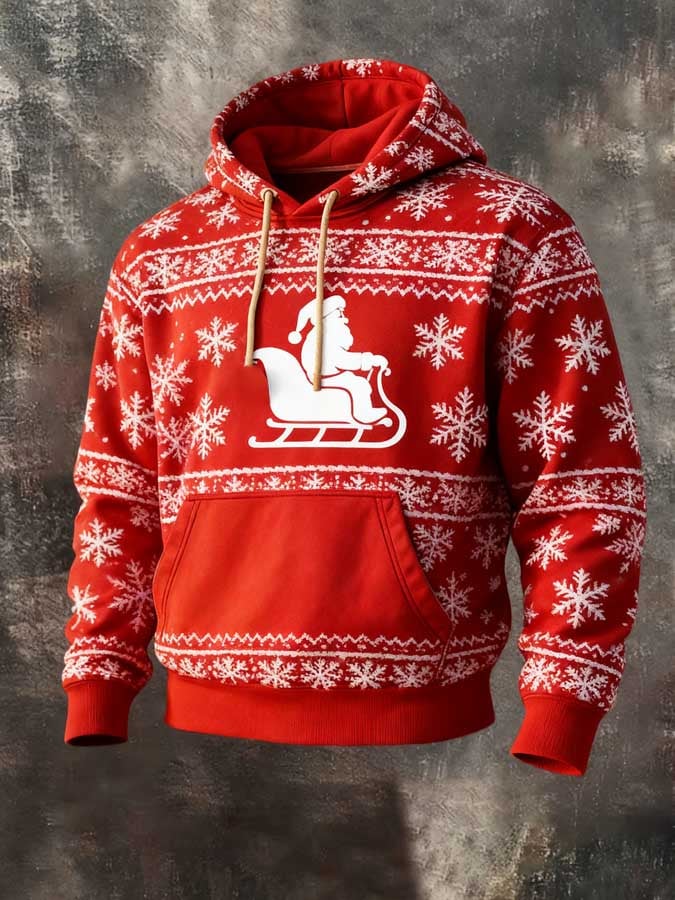 Sudadera vintage Christmas Santa Claus estampado con gorrasucha