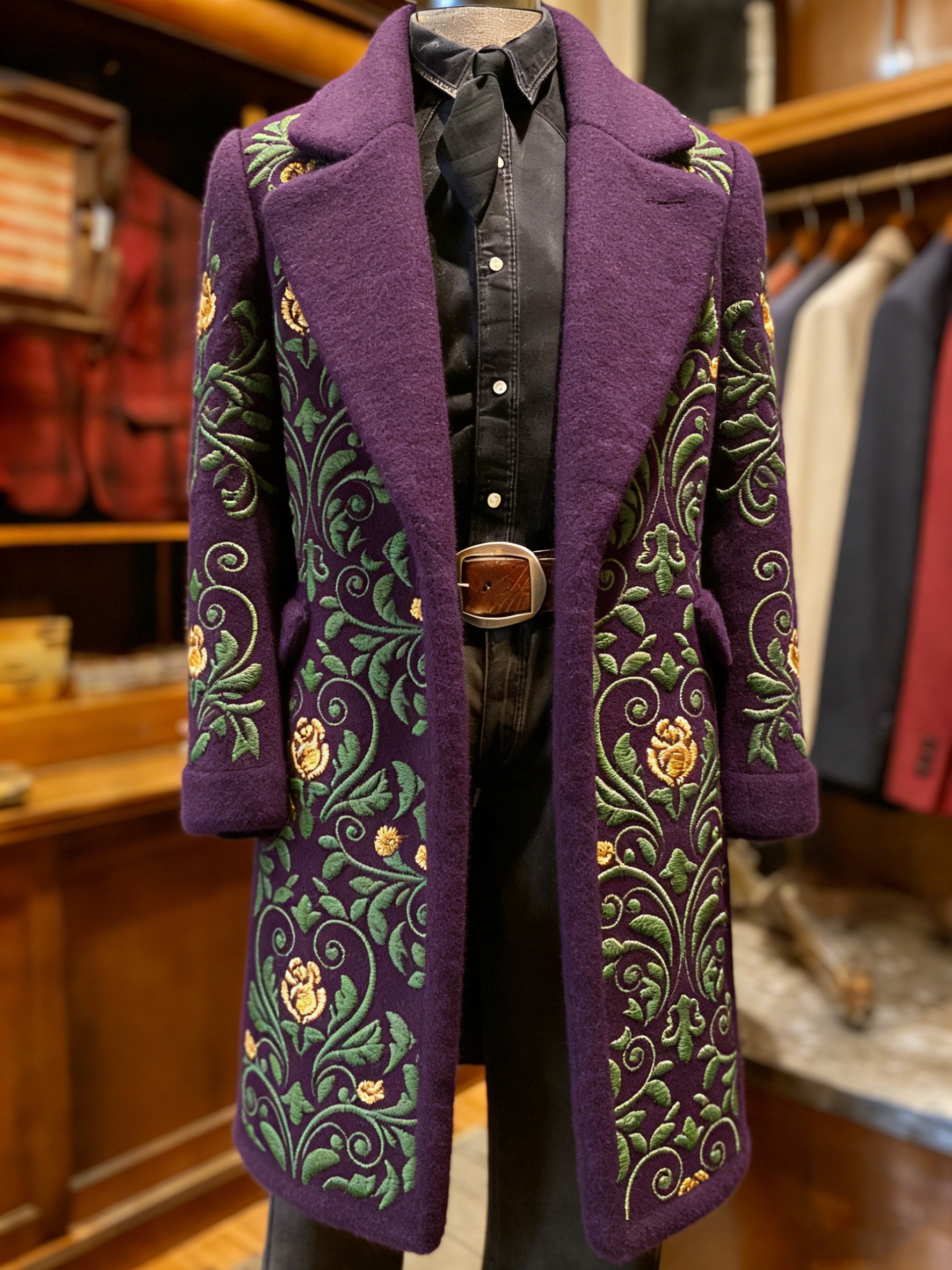 Abrigo ejecutivo vintage Mardi Gras Fleur-de-lis Damask diseño estampado Long lana para hombre