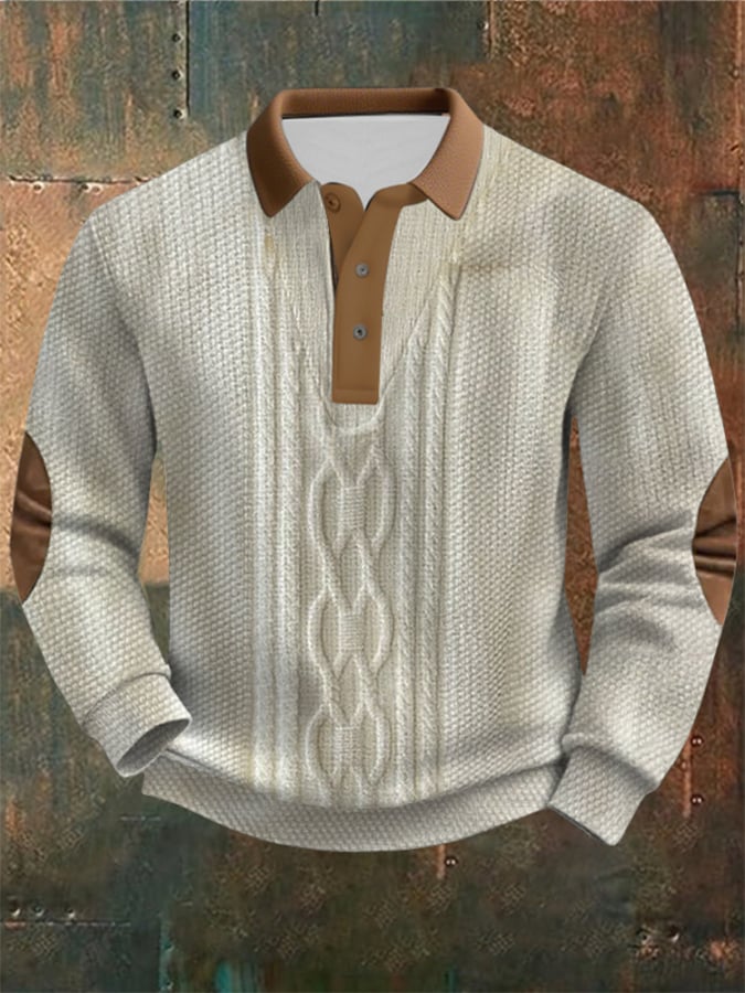 Sudadera Cable texturizado estampado casual para hombre