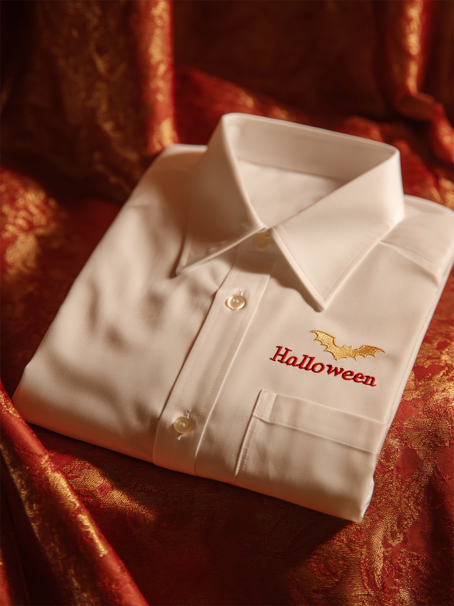 Camisa retro casual Halloween Art de manga larga para hombre