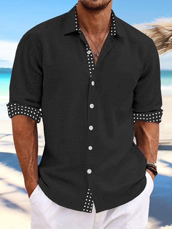 Camisa Polka Dot Patchpara trabajo estampado de modaable Holiday casual para hombre
