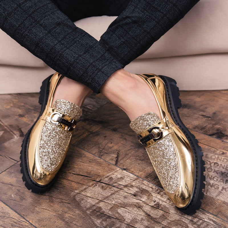Zapatos British de moda Matching Sequin ejecutivo Dress cuero
