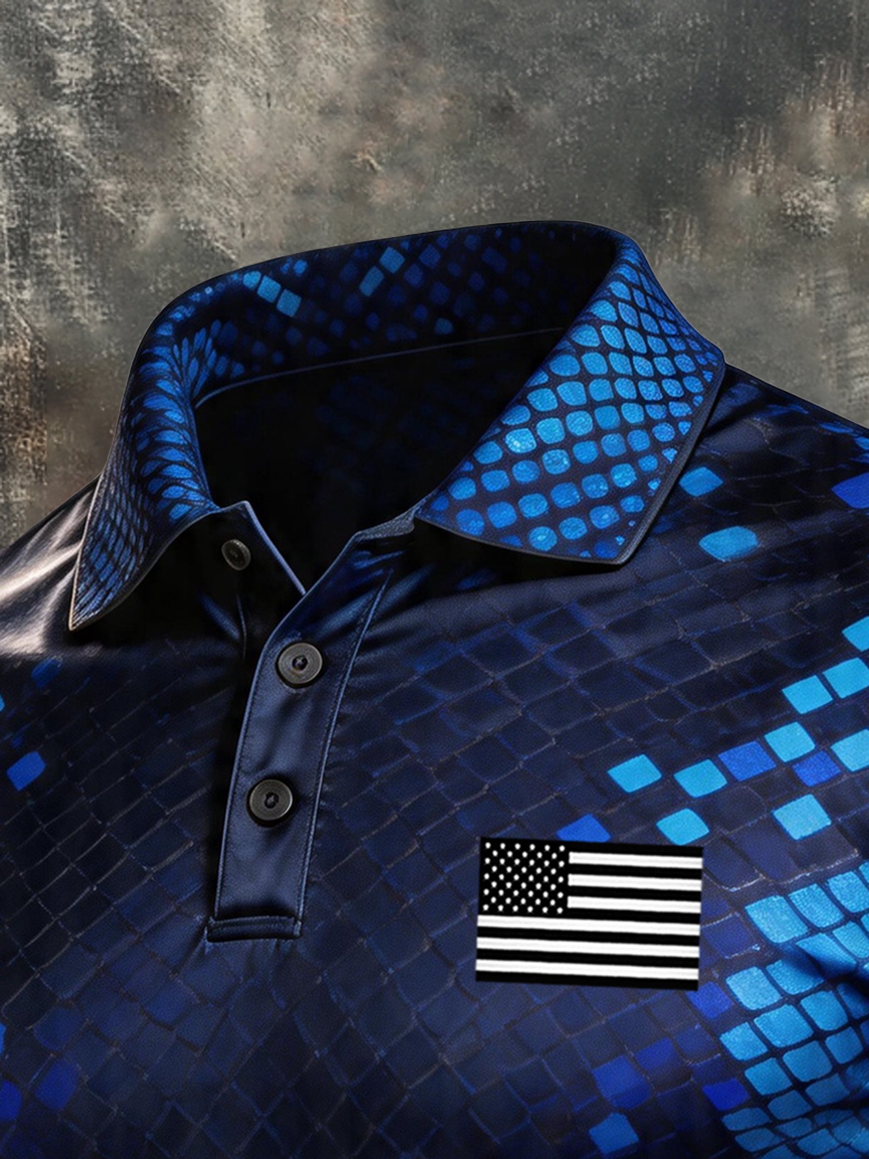 Camisa polo retro Patriotic Color-Block de manga corta para hombre