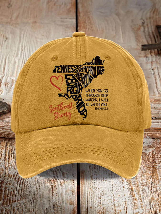 Gorras retro Southeast Strong When You Go Through Deep Waters, I Will Be With You Isaiah 43:2 Tennessee Georgia, South Carolina, North Carolina, , Virginia, Florida estampado Baseball