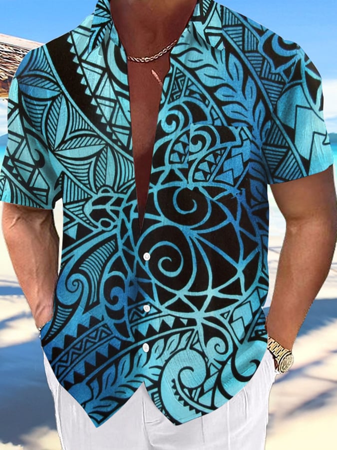 Camisa Resort Hawaiian estampado casual de manga corta para hombre