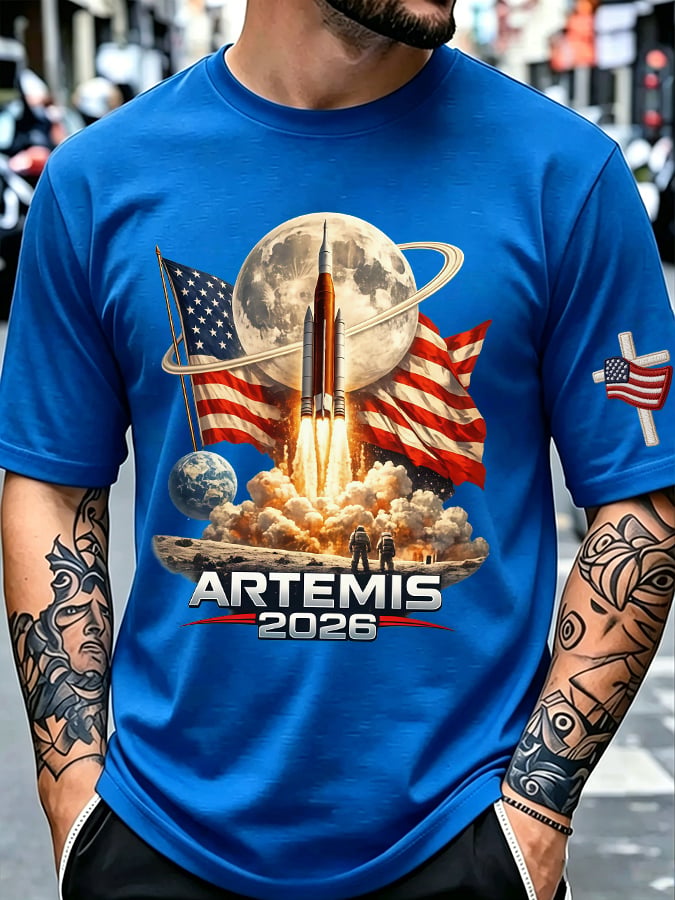 Camiseta Artemis II Moon Mission Themed Trendy for Space Enthusiasts para hombre