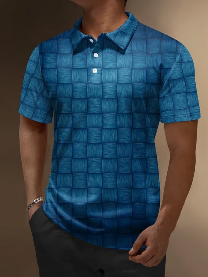 Camisa polo vintage estampado casual para hombre