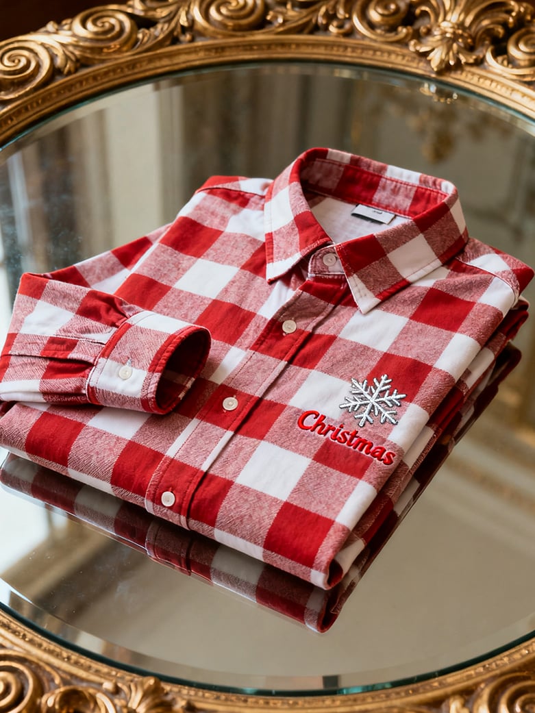 Camisa Christmas a cuadros de manga larga para hombre