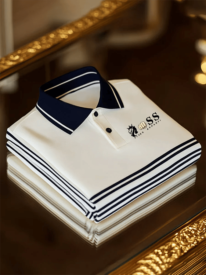Camisa polo retro Letter Design estampado casual para hombre