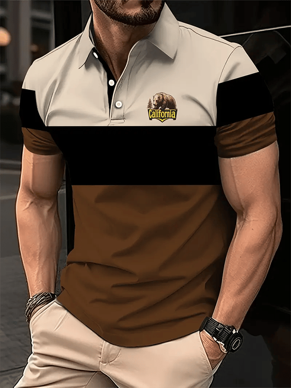 Camisa polo ejecutivo Logo con botones de manga corta para hombre