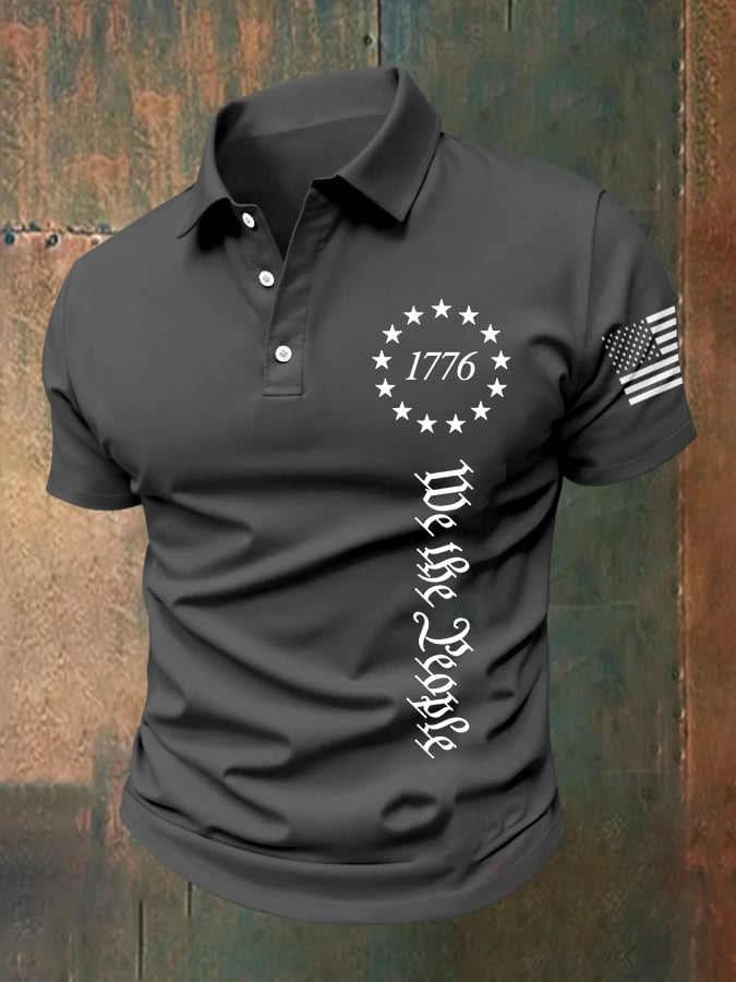 Camisa polo 1776 We The People estampado casual para hombre