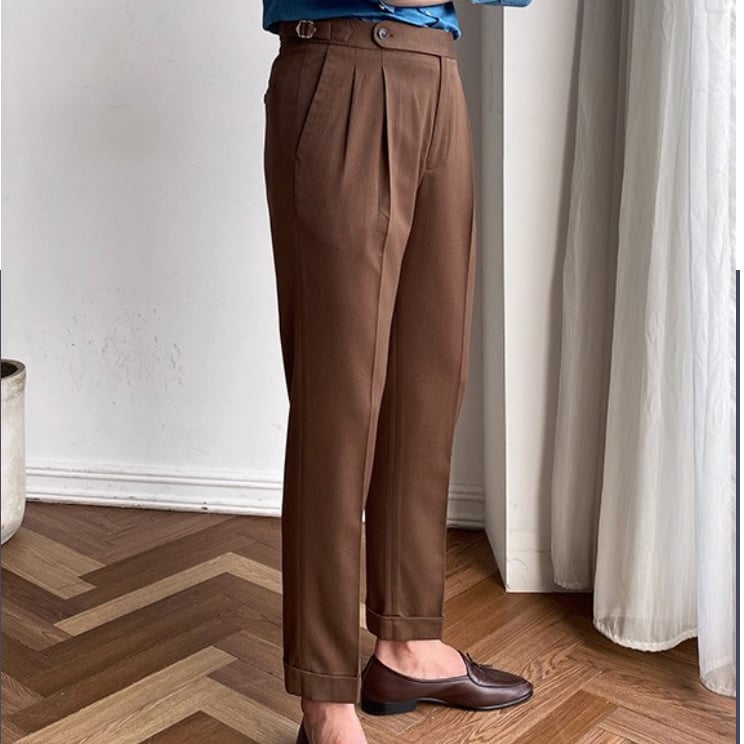 Casual de color sólido Straight Trousers para hombre