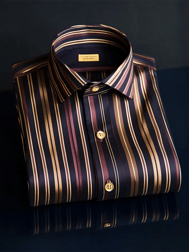 Camisa satén Luxe de manga larga con botones para hombre