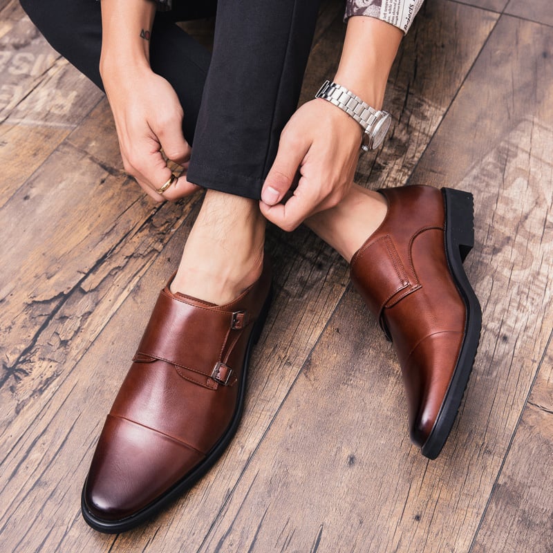 Zapatos ejecutivo casual British Double Buckle cuero