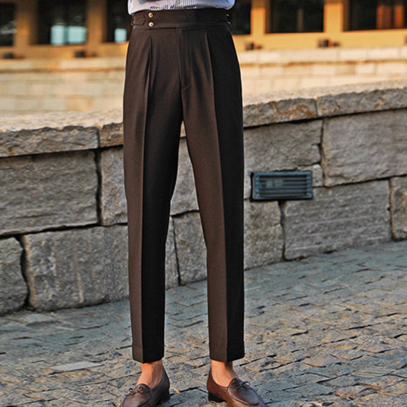 Casual de color sólido Straight Trousers para hombre