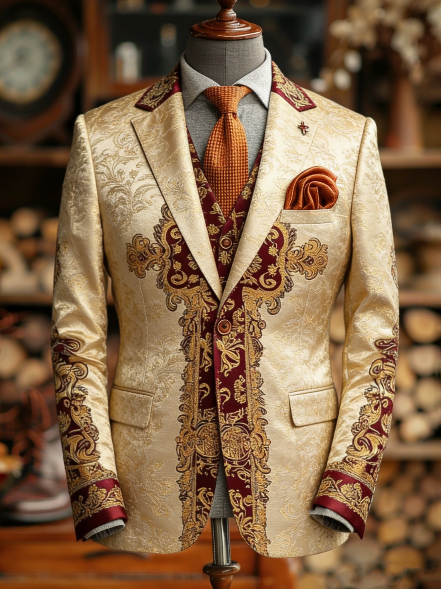 Saco de lujo Baroque Pattern estampado Champagne Gold