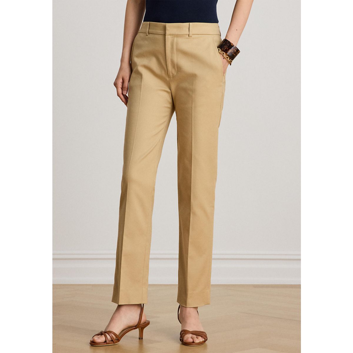 Double-Faced Cotton Slim Straight Pants - 6