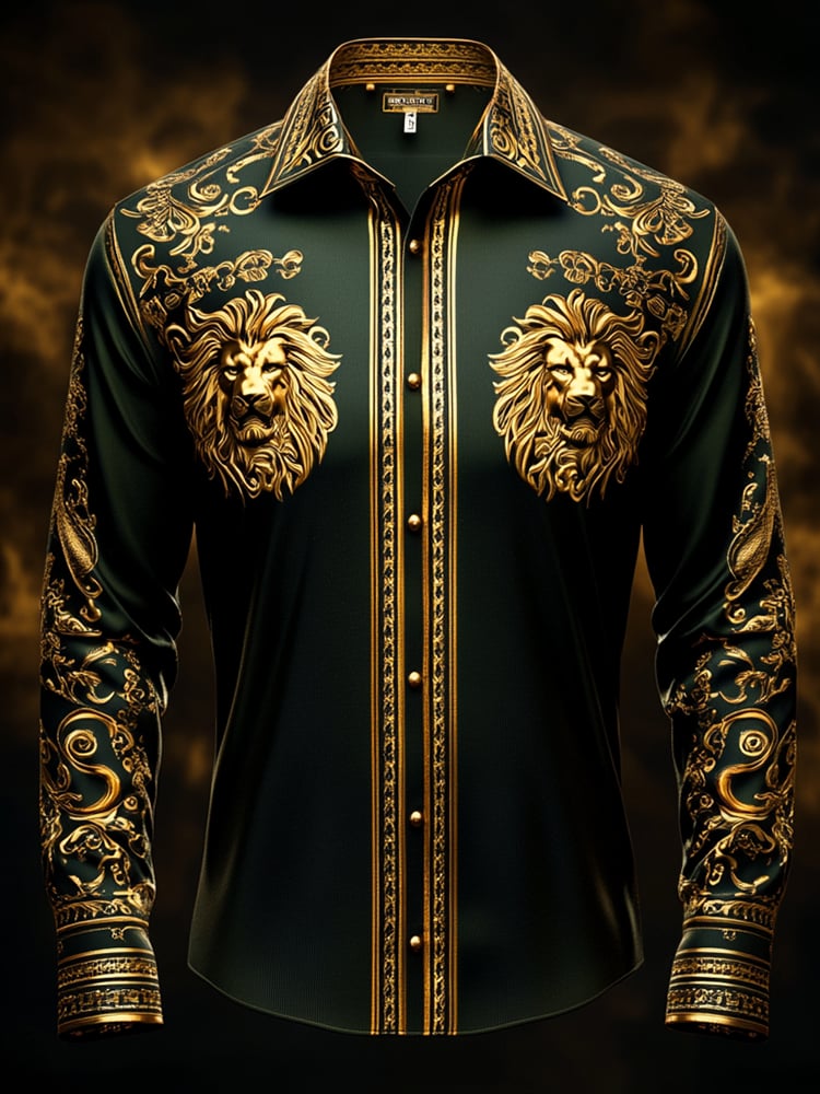 Camisa satén Luxe de manga larga con botones para hombre