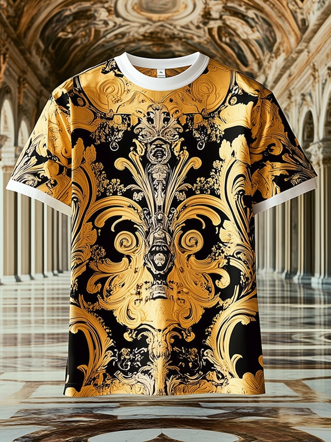 Camiseta ejecutivo Baroque estampado de manga corta para hombre