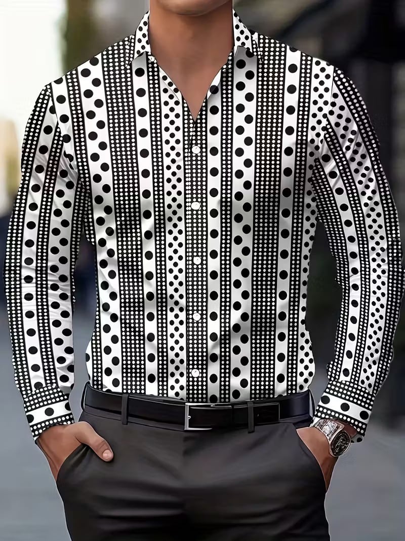 Camisa Street Style ejecutivo casual estampado de manga larga para hombre