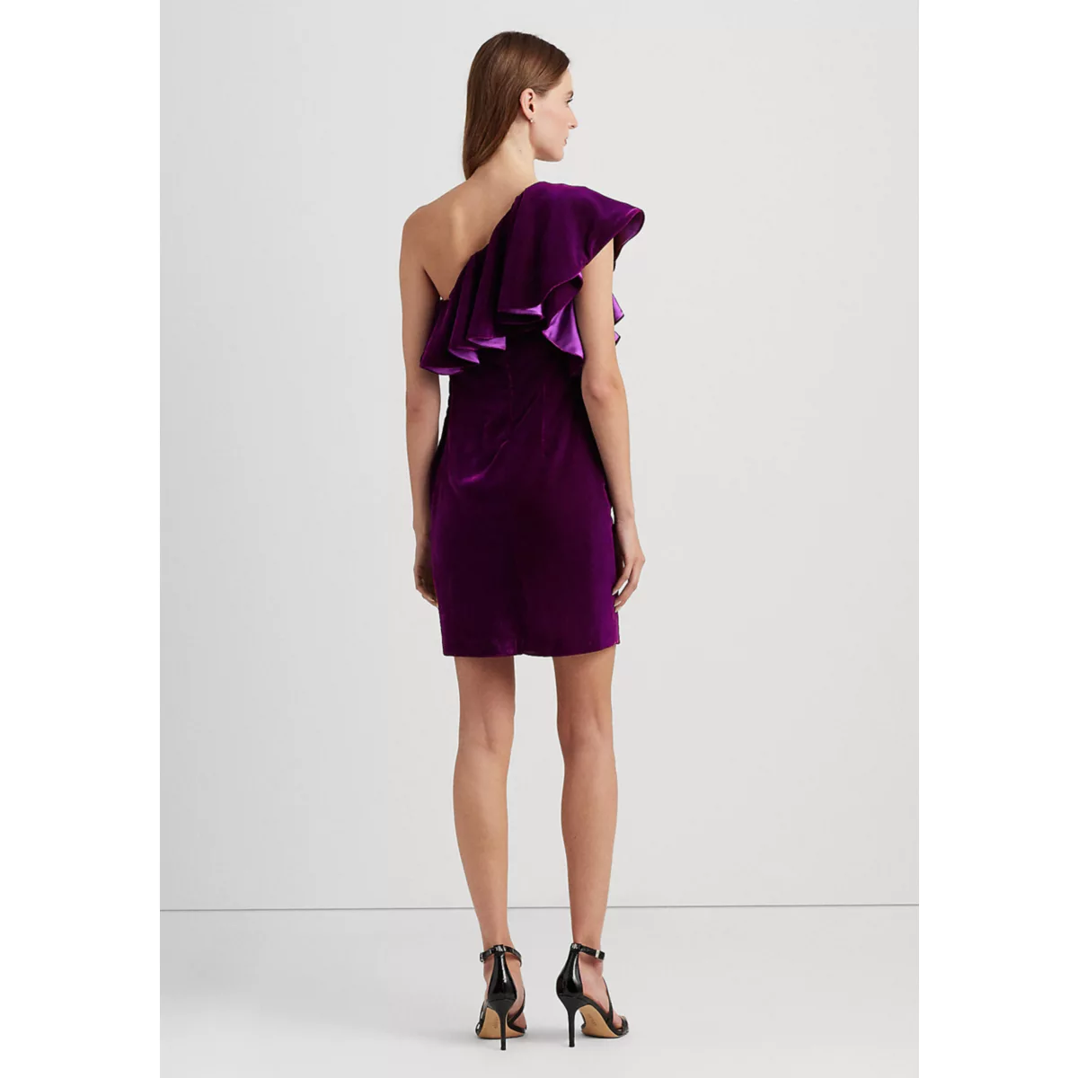 Ruffle Trim Velvet Cocktail Dress - 2