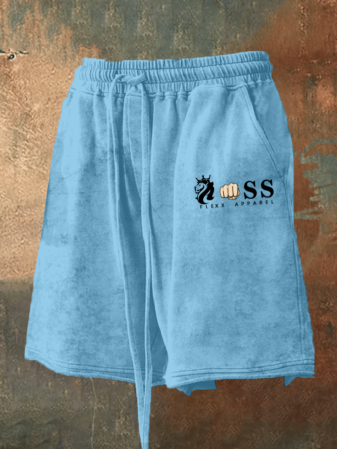 Shorts retro Letter estampado holgado casual para hombre